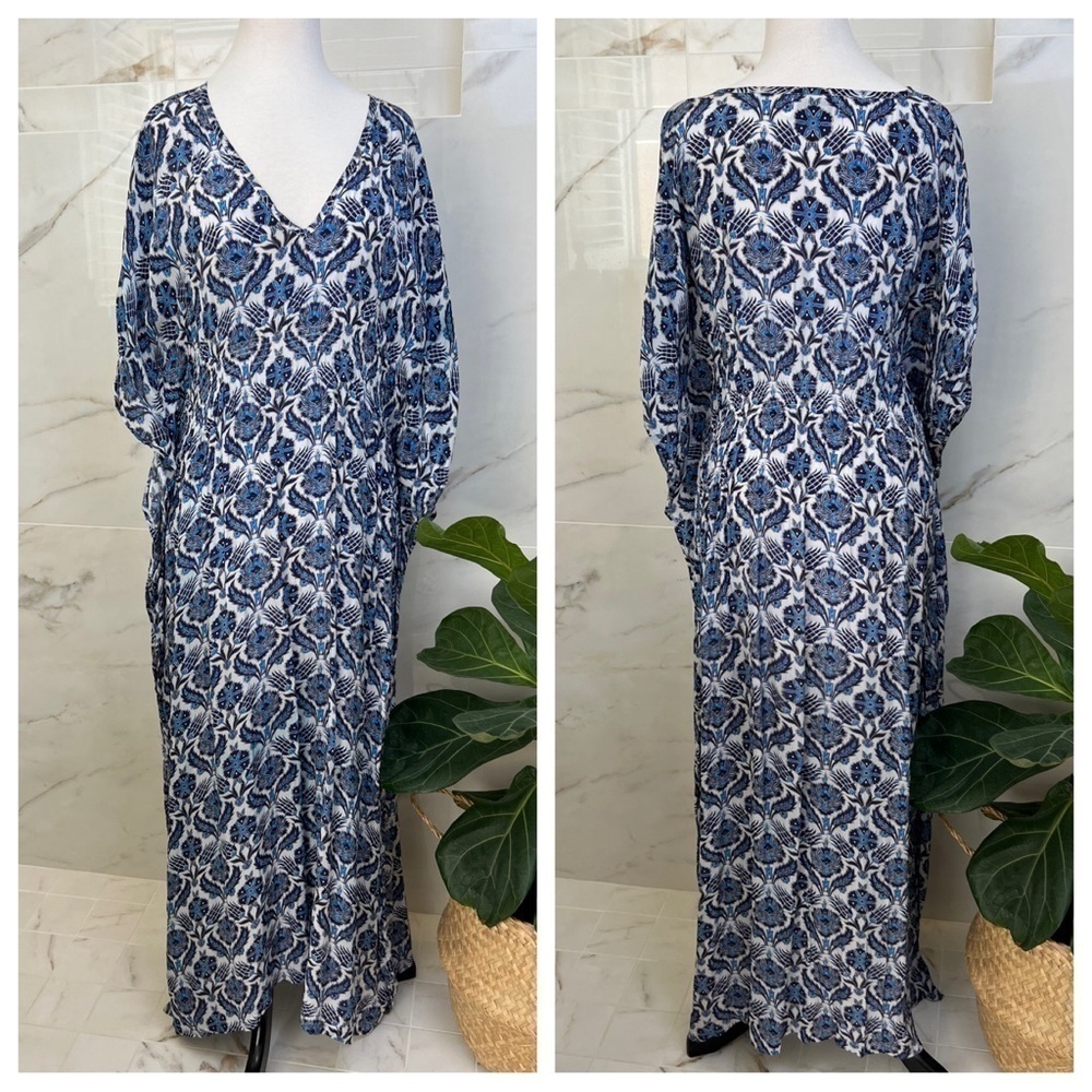 RUJETA SHETH Marie Cinch CAFTAN Blue Dress Size M/L